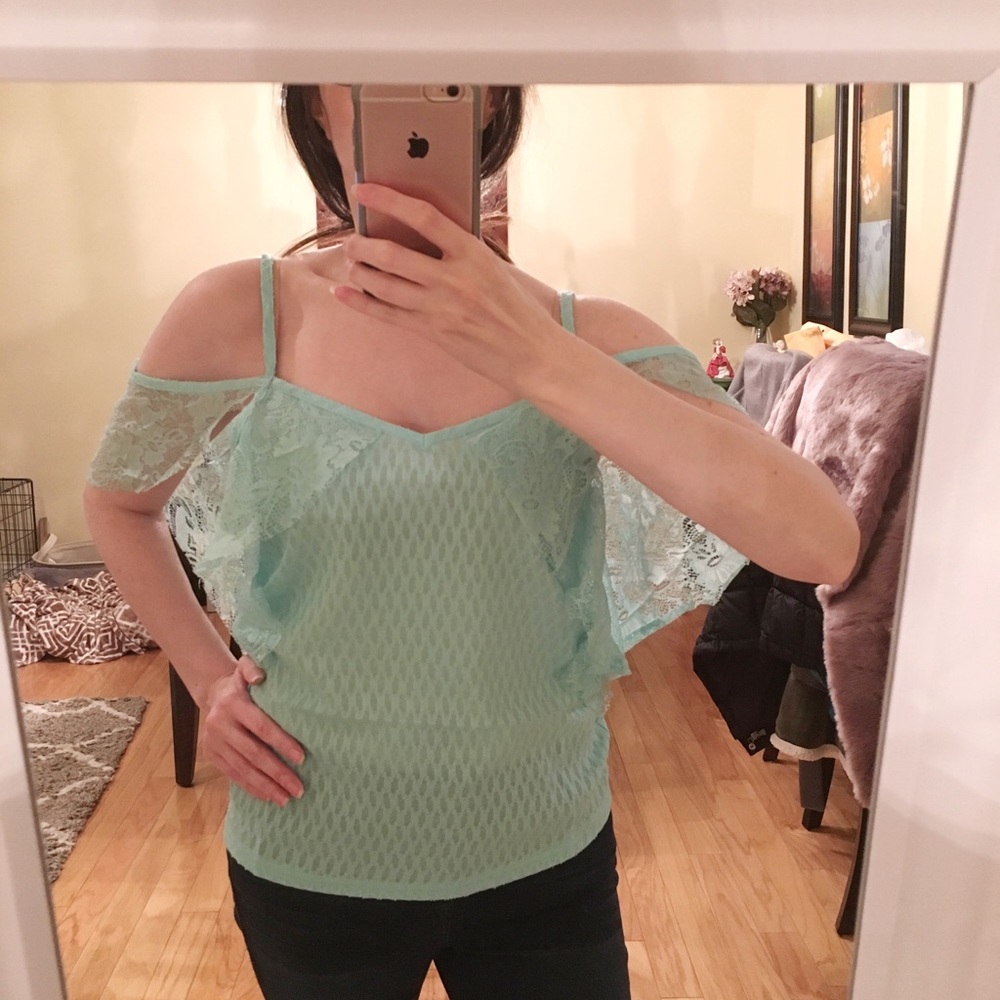 Sale! Light Blue lace top. Stylish and flirty - Picture 4 of 5
